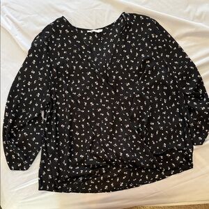 Lush Black Floral Blouse